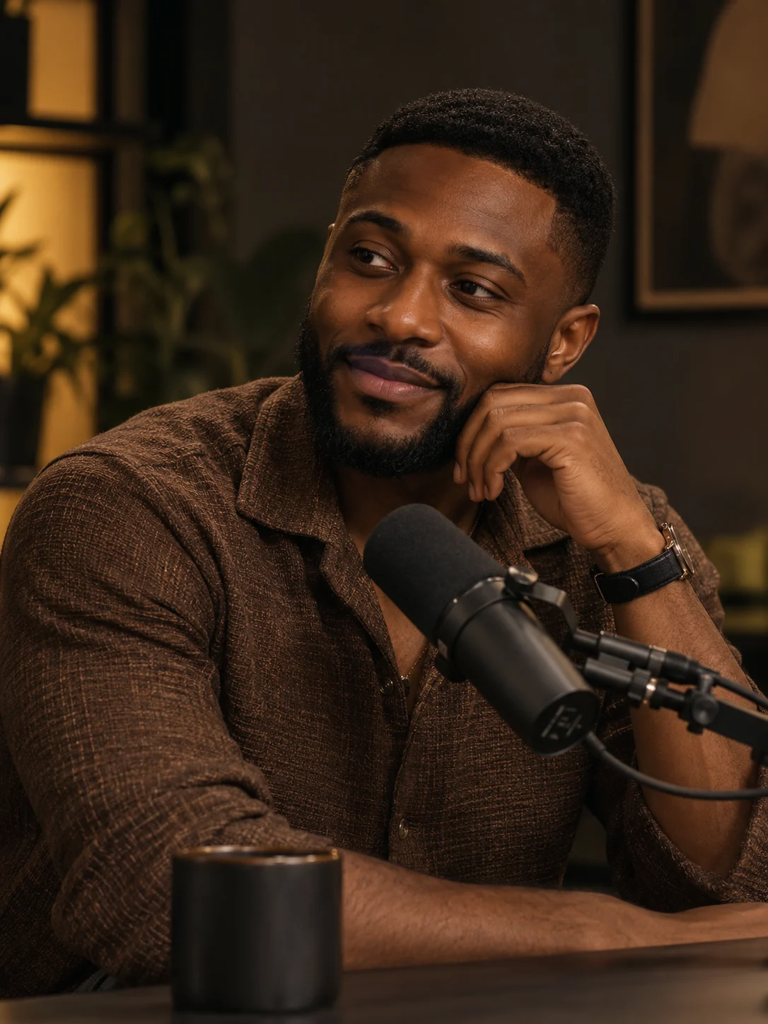 A man reflecting in the studio